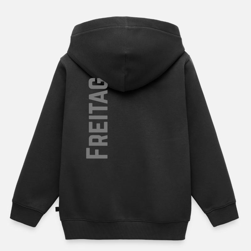 Vendredi en semaine sous forme de texte - Sweat Premium à capuche enfant bio - noir