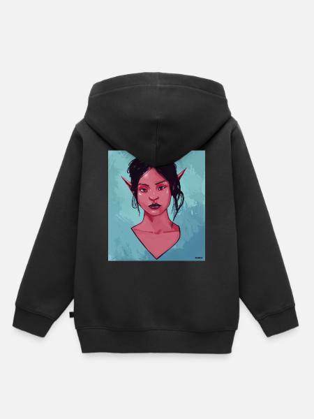 Portrait einer Dame - Kinder Premium Organic Hoodie - Schwarz