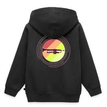 Trumpet trumpet player trumpeter - Kids Premium Organic Hoodie - black - Back - AI Model Kid Male (0cm)