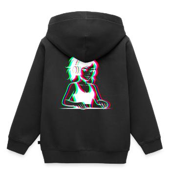 EDM - DJane - Glitch Rave Style - Kinder Premium Organic Hoodie - Schwarz - Hinten - AI Model Kid Male (0cm)