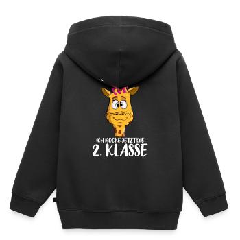 süße Giraffe 2.Klasse Schulkind Schule Grundschule - Kinder Premium Organic Hoodie - Schwarz - Hinten - AI Model Kid Male (0cm)