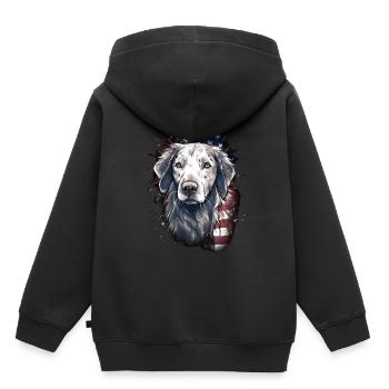 Hund Amerikanische Flagge stolzer Hundeliebhaber - Kinder Premium Organic Hoodie - Schwarz - Hinten - AI Model Kid Male (0cm)