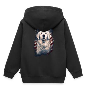 Hund Amerikanische Flagge stolzer Hundeliebhaber - Kinder Premium Organic Hoodie - Schwarz - Hinten - AI Model Kid Male (0cm)