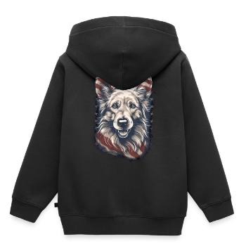 Schäferhund Amerikanische Flagge stolzer Hund - Kinder Premium Organic Hoodie - Schwarz - Hinten - AI Model Kid Male (0cm)
