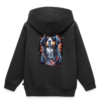 Hund Amerikanische Flagge stolzer Hundeliebhaber - Kinder Premium Organic Hoodie - Schwarz - Hinten - AI Model Kid Male (0cm)