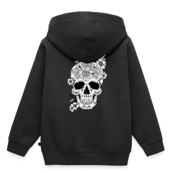 Cadeau d’art floral floral esthétique - Sweat Premium à capuche enfant bio - noir - Dos - AI Model Kid Male (0cm)