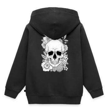 Cadeau d’art floral floral esthétique - Sweat Premium à capuche enfant bio - noir - Dos - AI Model Kid Male (0cm)