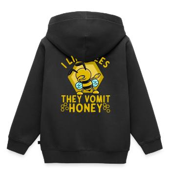 Miel d’abeilles Dire que j’aime les abeilles Ils vomissent du miel - Sweat Premium à capuche enfant bio - noir - Dos - AI Model Kid Male (0cm)