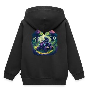 Quad Fahrzeug Offroad Quadfahrer Gelende Cartoon - Kinder Premium Organic Hoodie - Schwarz - Hinten - AI Model Kid Male (0cm)
