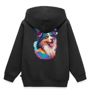 Berger Australien Chien Chien Ami Pet - Sweat Premium à capuche enfant bio - noir - Dos - AI Model Kid Male (0cm)