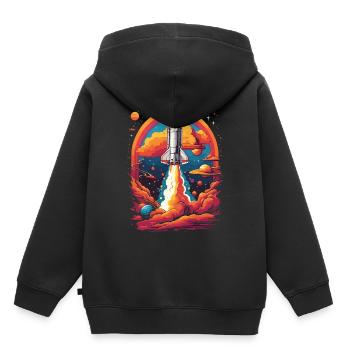 Space Travel Astronauts & Space Shuttle Dream - Kids Premium Organic Hoodie - black - Back - AI Model Kid Male (0cm)