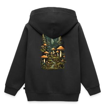 Magic mushroom night a retro mushroom picker design - Kids Premium Organic Hoodie - black - Back - AI Model Kid Male (0cm)