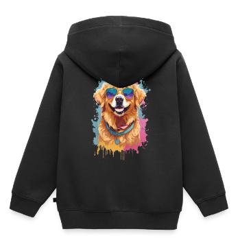 Golden Retriever Color Splash Lunettes de soleil Fraîcheur - Sweat Premium à capuche enfant bio - noir - Dos - AI Model Kid Male (0cm)