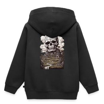 Landschaft & Totenkopf Okkulte Ästhetik - Kinder Premium Organic Hoodie - Schwarz - Hinten - AI Model Kid Male (0cm)