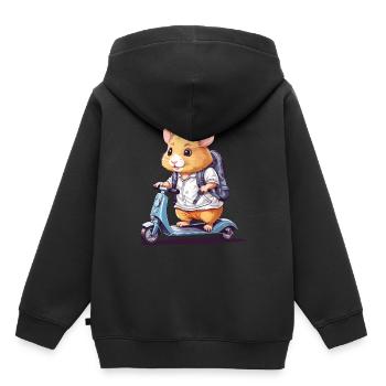 Hamster Pupils on Scooter School Way Design - Kids Premium Organic Hoodie - black - Back - AI Model Kid Male (0cm)