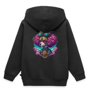 Chien caniche steampunk victorien chien Style - Sweat Premium à capuche enfant bio - noir - Dos - AI Model Kid Male (0cm)