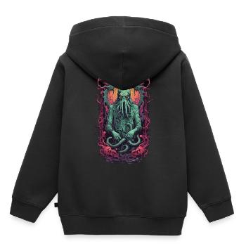 Spooky Tentacle Monster Halloween Design - Sweat Premium à capuche enfant bio - noir - Dos - AI Model Kid Male (0cm)