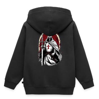 Kreuzritter Ritter mit Rotem Kreuz - Kinder Premium Organic Hoodie - Schwarz - Hinten - AI Model Kid Male (0cm)