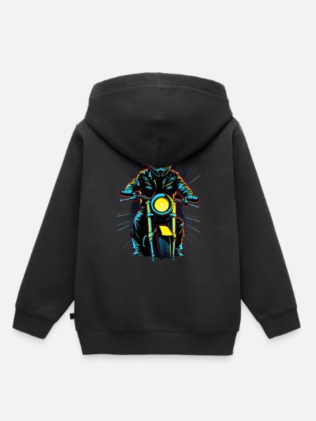 Neon-Motorradfahrer - Kinder Premium Organic Hoodie - Schwarz