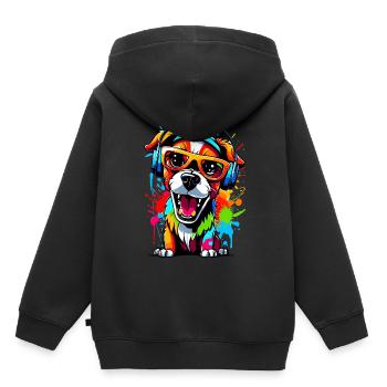 Dog with headphones and sunglasses - Kids Premium Organic Hoodie - black - Back - AI Model Kid Male (0cm)
