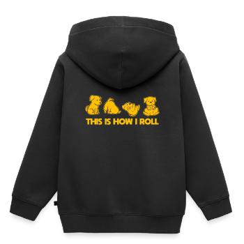 Chien roulant - Sweat Premium à capuche enfant bio - noir - Dos - AI Model Kid Male (0cm)