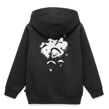 parapente - Chasseur de thermiques - Sweat Premium à capuche enfant bio - noir - Dos - AI Model Kid Male (0cm)