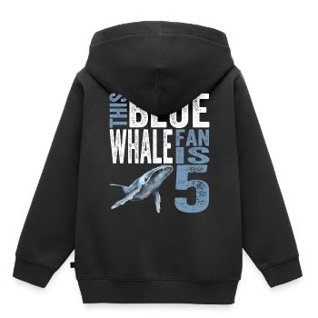 5 Birthday Boy Shirt Blue Whale Fan - Kids Premium Organic Hoodie - black - Back - AI Model Kid Male (0cm)