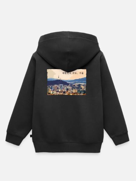 Seoul at Sunset - Kinder Premium Organic Hoodie - Schwarz