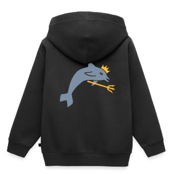 ★ design colors changeable ★ dolphin, crown, trident - Kids Premium Organic Hoodie - black - Back - AI Model Kid Male (0cm)