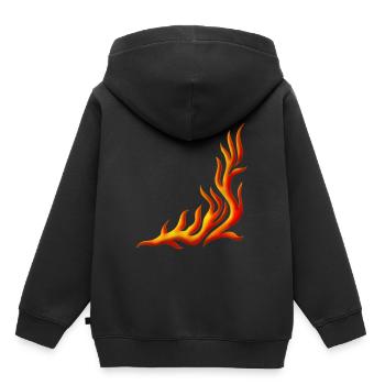 Flame / T-shirt, Motiv 1, Fire, digital, yellow, - Kids Premium Organic Hoodie - black - Back - AI Model Kid Male (0cm)