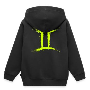 Sternzeichen Zwillinge Gelb Gemini Symbol - Kinder Premium Organic Hoodie - Schwarz - Hinten - AI Model Kid Male (0cm)