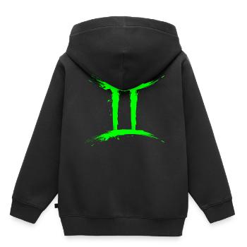 Sternzeichen Zwillinge Gemini Symbol Grün Hellgrün - Kinder Premium Organic Hoodie - Schwarz - Hinten - AI Model Kid Male (0cm)