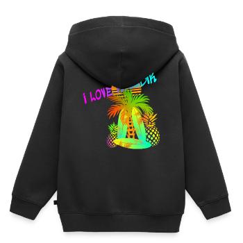 Karibik Liebe - Kinder Premium Organic Hoodie - Schwarz - Hinten - AI Model Kid Male (0cm)