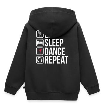 Mangez Sleep Dance Repeat - Sweat Premium à capuche enfant bio - noir - Dos - AI Model Kid Male (0cm)