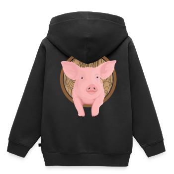 Porcherie de porcherie - Sweat Premium à capuche enfant bio - noir - Dos - AI Model Kid Male (0cm)