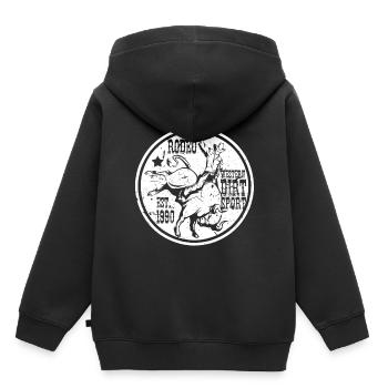 Cowboy de rodéo équitation taureau western lasso cadeau - Sweat Premium à capuche enfant bio - noir - Dos - AI Model Kid Male (0cm)