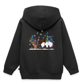 Weihnachtsgnome mit Rentierschlitten - Kinder Premium Organic Hoodie - Schwarz - Hinten - AI Model Kid Male (0cm)