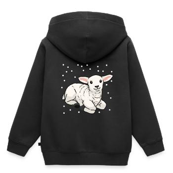 Bébé agneau Mouton Joyeux Pâques Mouton des neiges - Sweat Premium à capuche enfant bio - noir - Dos - AI Model Kid Male (0cm)