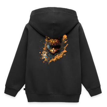 Furchtlos und wild: Badass-Katze! - Kinder Premium Organic Hoodie - Schwarz - Hinten - AI Model Kid Male (0cm)