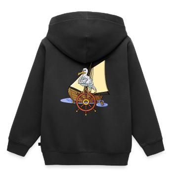 Maritim Bateau Volant Marins Seagull Voilier - Sweat Premium à capuche enfant bio - noir - Dos - AI Model Kid Male (0cm)