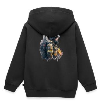 Feuerwehrmann im Einsatz - Kinder Premium Organic Hoodie - Schwarz - Hinten - AI Model Kid Male (0cm)