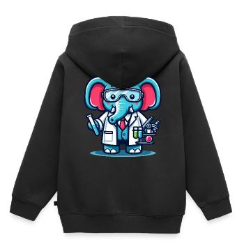 Cute Elephant Scientist - Kinder Premium Organic Hoodie - Schwarz - Hinten - AI Model Kid Male (0cm)