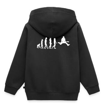 Guitariste Evolution Guitar player guitare rock - Sweat Premium à capuche enfant bio - noir - Dos - AI Model Kid Male (0cm)