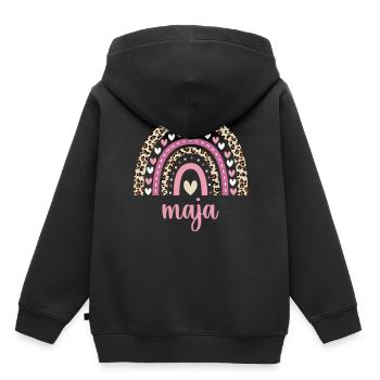 Maja Regenbogen Name Geburtstag Maja - Kinder Premium Organic Hoodie - Schwarz - Hinten - AI Model Kid Male (0cm)
