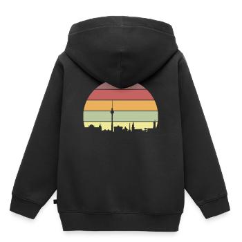 Sonne über Berlin Hauptstadt Kultur Deutschland - Kinder Premium Organic Hoodie - Schwarz - Hinten - AI Model Kid Male (0cm)