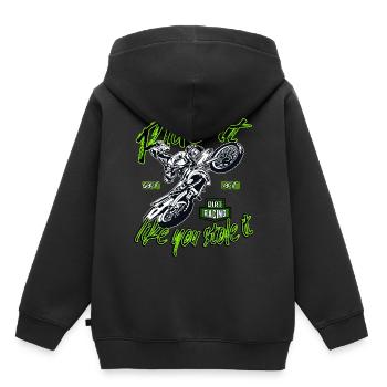 Cascadeur de motocross - Sweat Premium à capuche enfant bio - noir - Dos - AI Model Kid Male (0cm)