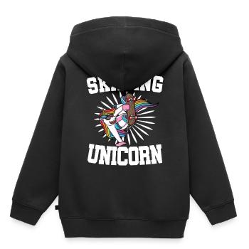 Skater Einhorn Skateboard Skating Unicorn - Kinder Premium Organic Hoodie - Schwarz - Hinten - AI Model Kid Male (0cm)