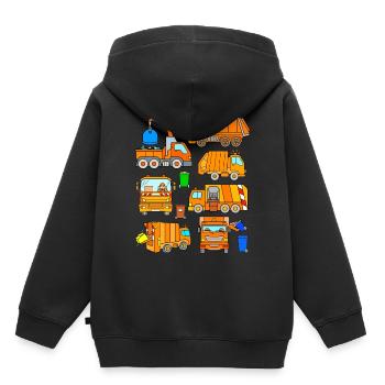 Garbage trucks vehicles garbage collection garbage can garbage can - Kids Premium Organic Hoodie - black - Back - AI Model Kid Male (0cm)