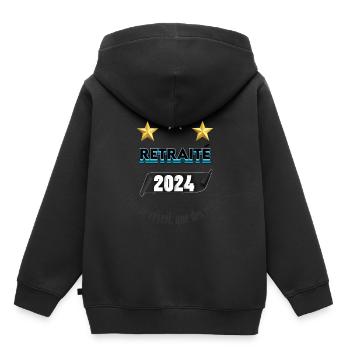 ENDLICH RUHESTAND - Kinder Premium Organic Hoodie - Schwarz - Hinten - AI Model Kid Male (0cm)