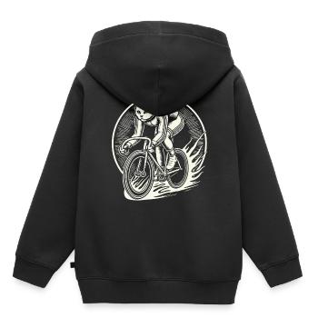 Katzen Fahrrad Design für Frauen mit Humor - Kinder Premium Organic Hoodie - Schwarz - Hinten - AI Model Kid Male (0cm)